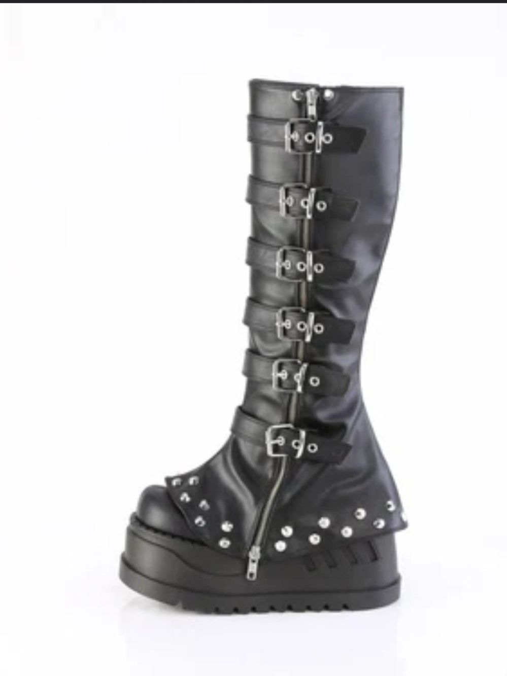 Demonia Black Over-the-Knee Platform Boots with Skull & Chain Accents - Picture 2 of 3